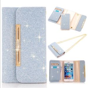 NWOT Bling blue iPhone 6plus wallet phone case